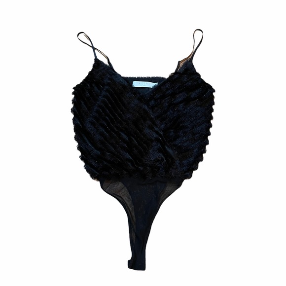 ASTR The Label Black Bodysuit Eyelash Fringe S - Picture 5 of 13